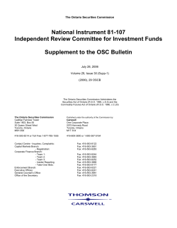 National Instrument 81-107 - Independent Review Committee for