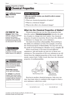3 Chemical Properties - ParishScienceTeacher