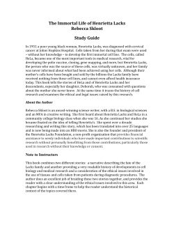 The Immortal Life of Henrietta Lacks Rebecca Skloot Study Guide