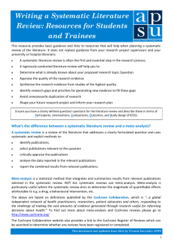 Writing a Systematic Literature Review: Resources for Students and
