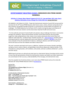 3.18.2015 entertainment industries council announces 2015 prism