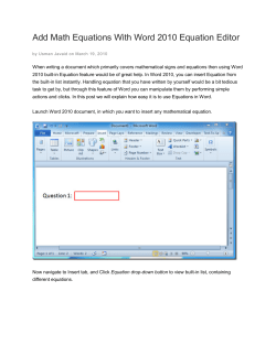 Add Math Equations With Word 2010 Equation Editor