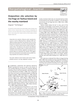 Oviposition site selection by rice frogs on Taohua Island and the