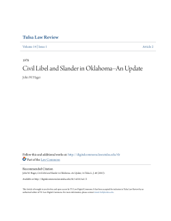 Civil Libel and Slander in Oklahoma--An Update