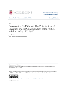 De-centering Carl Schmitt: The Colonial State of Exception and the