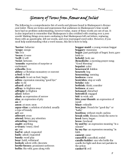 Glossary of Terms from Romeo and Juliet
