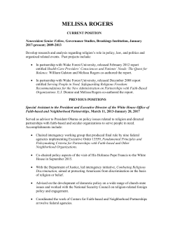 Melissa Rogers`s CV - Brookings Institution