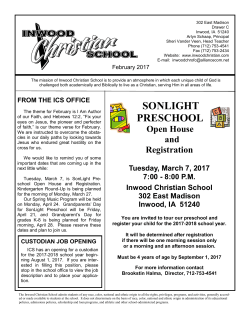 SONLIGHT PRESCHOOL - Inwood Christian School