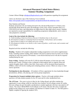 Advanced Placement United States History Summer Reading