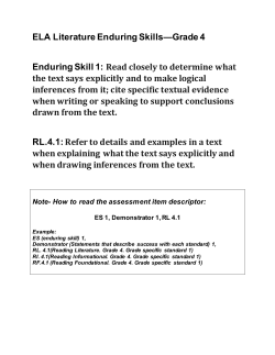 ELA Literature Enduring Skills—Grade 4 Enduring Skill 1: Read