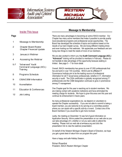 Inside This Issue Message to Membership