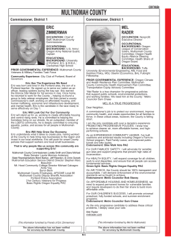 May 17, 2016 Multnomah County Voters` Pamphlet Candidates