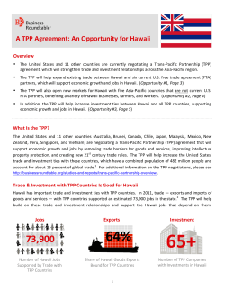 A TPP Agreement: An Opportunity for Hawaii