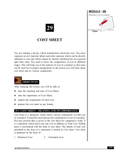 COST SHEET