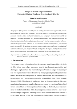 Images of Person-Organization Fit: Elements Affecting Employee