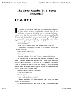 Ch 7 The Great Gatsby, by F. Scott Fitzgerald Chapter 7