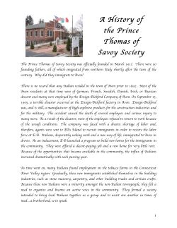 A History of the Prince Thomas of Savoy Society