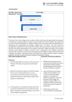 Job description - Lucy Cavendish College