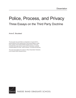 Police, Process, and Privacy: Three Essays on the Third Party Doctrine