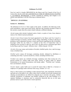 Alcohol Ordinance - City of Cartersville