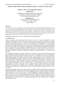 CHARACTERISATION STUDY OF SOLID WASTES