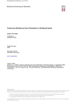Continuous Briefing and User Participation in Building