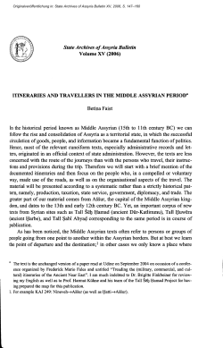 ITINERARIES AI\D TRAVELLERS IN THE MIDDLE ASSYRIAN