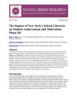 The Impact of New York`s School Libraries on Student Achievement