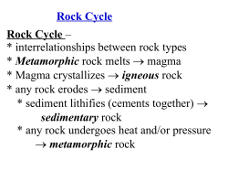 Rock Cycle Rock Cycle &ndash; * interrelationships