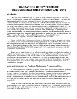 2016 pesticide recommendations for saskatoons
