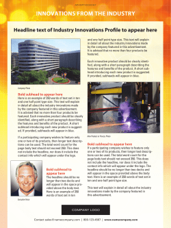 Headline text of Industry Innovations Profile to appear here