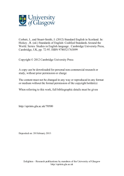 Corbett, J., and Stuart-Smith, J. (2012) Standard English