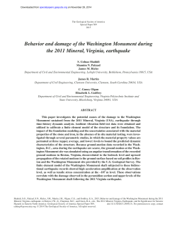 Behavior and damage of the Washington Monument during the