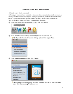 Microsoft Word 2011: Basic Tutorial