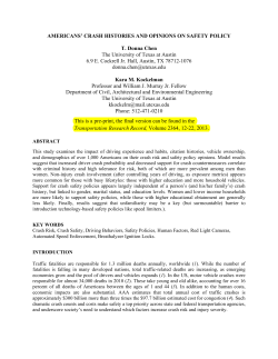 Americans` Crash Histories and Opinions on Safety Policy