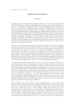 1 SPINOZA AND TOLERATION By Thijs Bogers The