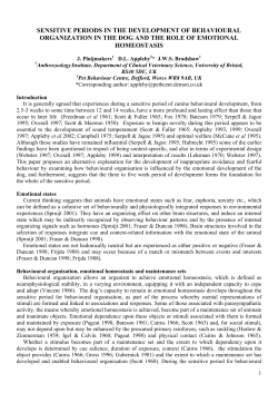 sensitive periods in the development of behavioural organization in