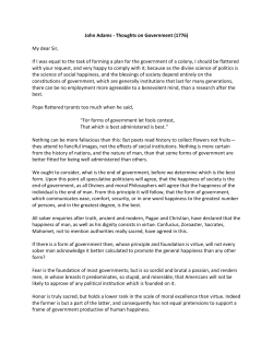 John Adams - Thoughts on Government (1776)