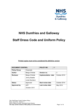 NHS Dumfries and Galloway Staff Dress Code and Uniform Policy