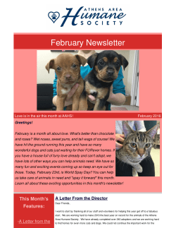February Newsletter - Athens Humane Society