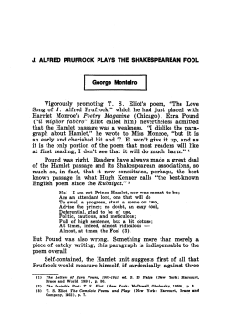 J. ALFRED PRUFROCK PLAYS THE SHAKESPEAREAN FOOL