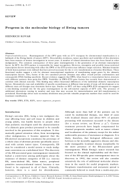Progress in the molecular biology of Ewing tumors