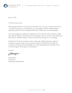 June 10, 2010 To whom it may concern: When typing formal letters