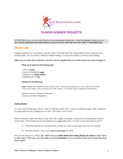 FLAVOR SCIENCE PROJECTS Flavor Lab