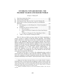 Stumbling Toward History: The Framers` Search And Seizure World