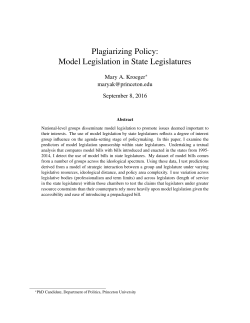 Plagiarizing Policy: Model Legislation in State Legislatures