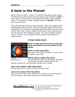 A Hole in the Planet Passage Question Set
