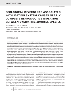 ecological divergence associated with mating system causes nearly