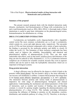 Title of the Project: Physicochemical studies of drug interaction with