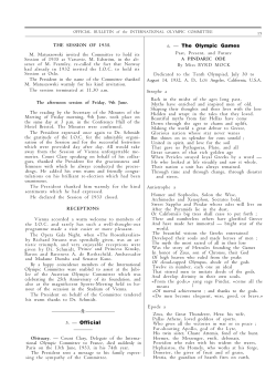 The Olympic Games. Past, present, and future. A Pindaric ode.